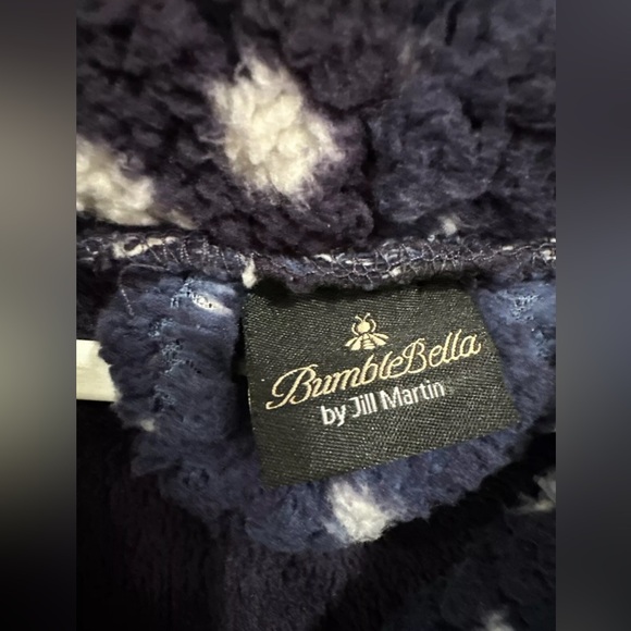 Bumblebella by Jill Martin Petite XL/1X Sherpa Shawl Lounger Navy Snow Leopard - Picture 3 of 9